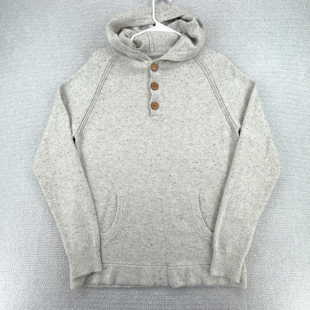 7 Diamonds Shasta Sweater Hoodie Mens M Cream Speckled Knit Henley Pullover